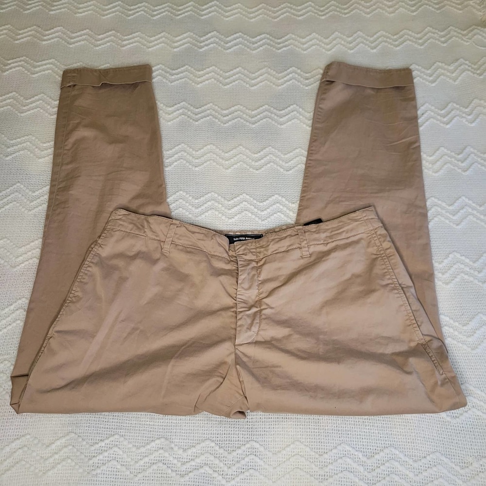 EUC Saks Fifth Avenue Modern Sz 34 Cuffed Khaki Straight Leg Slacks